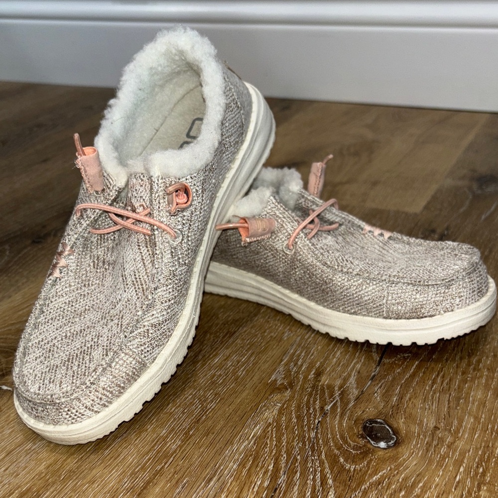 Hey Dude Women's Slip-On Knit Mules in Blush Beige